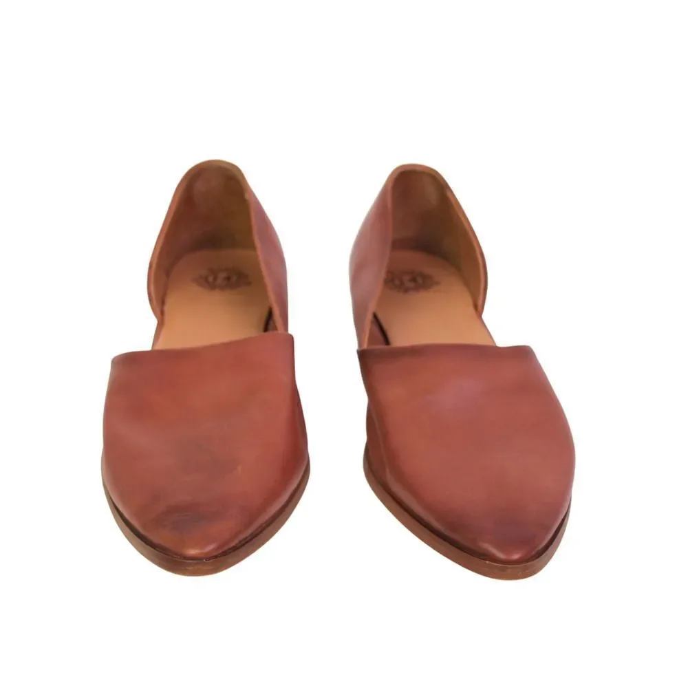Vintage Foundry Co BROWN GENUINE LEATHER FLAT POINTED SLIP ON BALLET SHOES Sz 10 - Picture 2 of 9